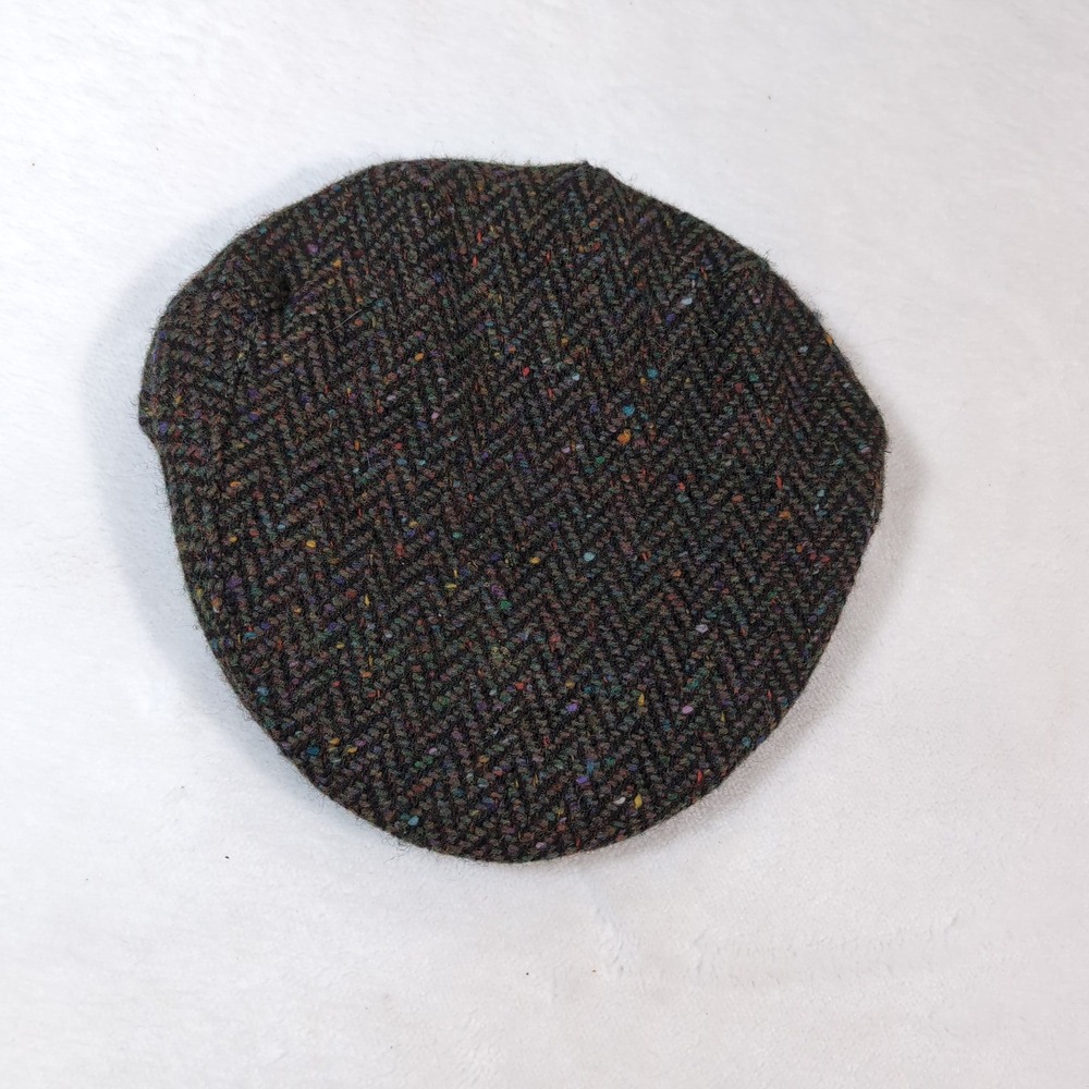 Hats of Ireland Flat Cap Men 7 Brown Donegal Tweed Wood Herringbone Newsboy